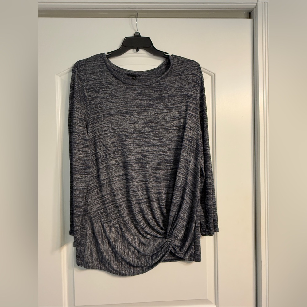 Banana Republic Top XL Navy White Space Dye Twist Front Crew Neck Knit